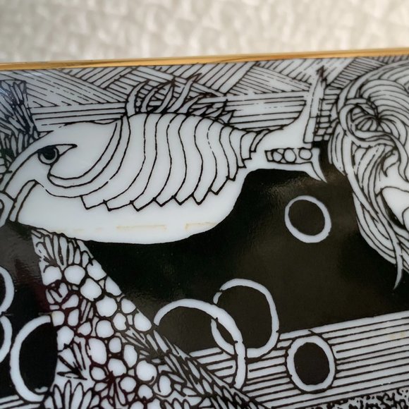 Vintage 80s Hollohaza Szasz Endre Porcelain Lidded Box Trinket 21K Gold Plated - Picture 8 of 13